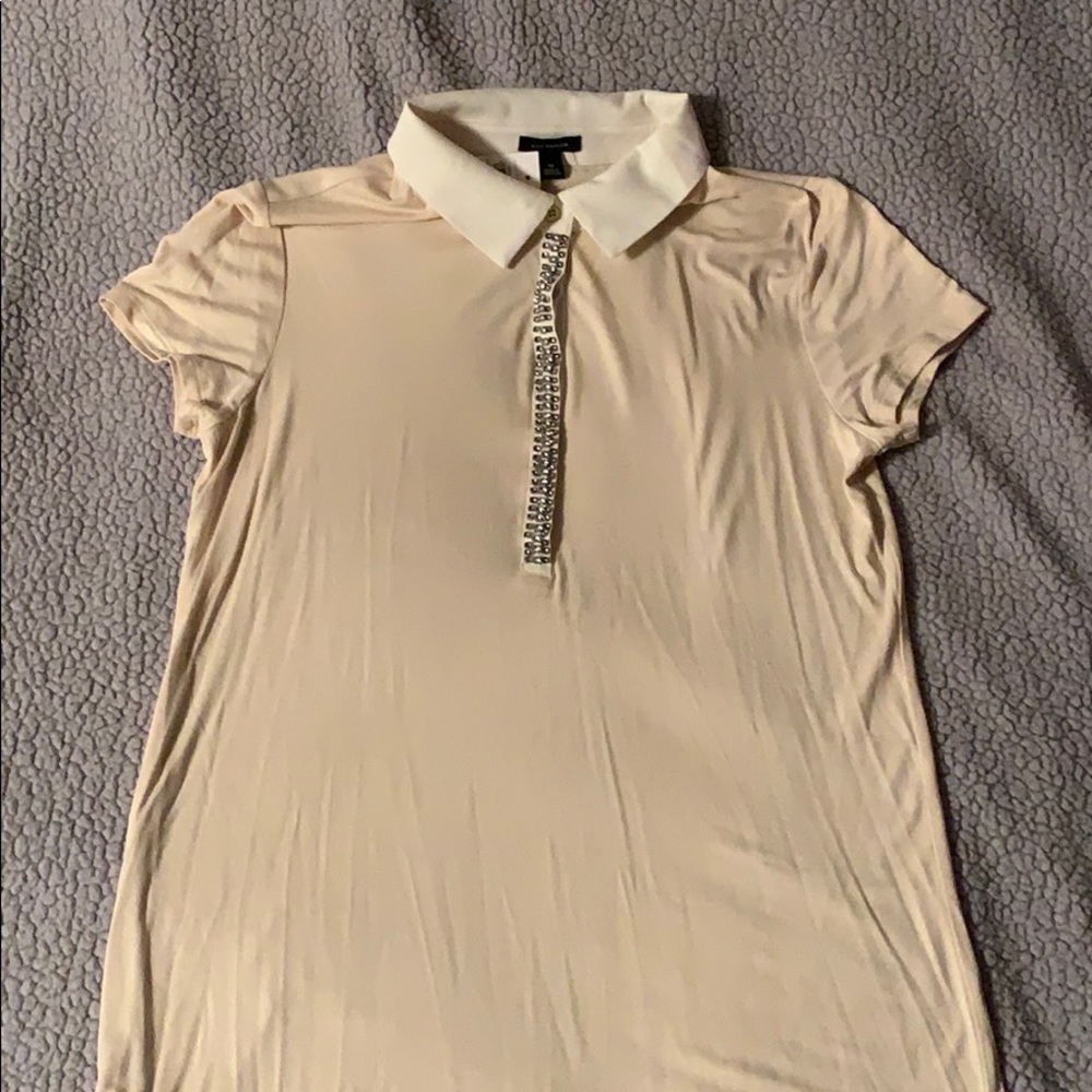 Ann Taylor Jeweled Rhinestone Polo Shirt M NWT - Picture 2 of 6